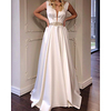 A-Line Minimalist Elegant Engagement Formal Evening Dress V Neck Sleeveless Floor Length Italy Satin with Sash / Ribbon 2020
