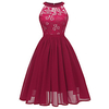 A-Line Minimalist Elegant Party Wear Cocktail Party Dress Halter Neck Sleeveless Short / Mini Lace with Pleats 2021 miniinthebox