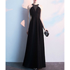 A-Line Minimalist Elegant Party Wear Prom Dress Halter Neck Sleeveless Floor Length Satin with Crystals 2020 miniinthebox