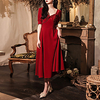 A-Line Minimalist Elegant Party Wear Prom Dress Sweetheart Neckline Short Sleeve Tea Length Stretch Fabric with Bow(s) Beading 2021 miniinthebox