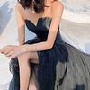 A-Line Minimalist Elegant Prom Formal Evening Dress Strapless Sleeveless Court Train Tulle with Pleats 2020 miniinthebox