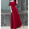 A-Line Minimalist Elegant Wedding Guest Formal Evening Dress Off Shoulder Short Sleeve Floor Length Spandex with Pleats 2020