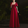 A-Line Minimalist Elegant Wedding Guest Formal Evening Dress Scoop Neck Short Sleeve Floor Length Spandex with Buttons 2020