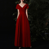 A-Line Minimalist Elegant Wedding Guest Formal Evening Dress V Neck Short Sleeve Floor Length Stretch Fabric with Sleek 2021 miniinthebox