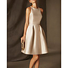 A-Line Minimalist Sexy Engagement Cocktail Party Dress Jewel Neck Sleeveless Short / Mini Lace Satin with Lace Insert 2020