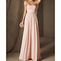 A-Line Minimalist Sexy Engagement Formal Evening Dress Strapless Sleeveless Floor Length Chiffon with Pleats 2020