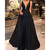 A-Line Minimalist Sexy Engagement Formal Evening Dress V Neck Sleeveless Floor Length Satin with Pleats 2020