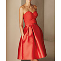A-Line Minimalist Sexy Wedding Guest Cocktail Party Dress Sweetheart Neckline Sleeveless Short / Mini Chiffon Satin with Beading Draping 2020