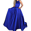 A-Line Minimalist Sexy Wedding Guest Formal Evening Dress Halter Neck Sleeveless Sweep / Brush Train Stretch Satin with Pleats 2020