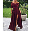A-Line Minimalist Sexy Wedding Guest Formal Evening Dress Off Shoulder Half Sleeve Floor Length Charmeuse with Pleats Split Appliques 2020