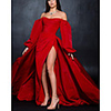 A-Line Minimalist Sexy Wedding Guest Formal Evening Dress Off Shoulder Long Sleeve Sweep / Brush Train Taffeta with Split 2020