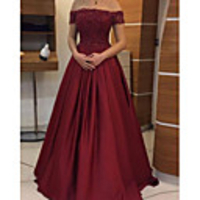 A-Line Minimalist Sexy Wedding Guest Formal Evening Dress Off Shoulder Sleeveless Floor Length Satin with Pleats 2020