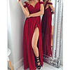A-Line Minimalist Sexy Wedding Guest Prom Dress V Neck Sleeveless Floor Length Chiffon with Pleats Split 2020