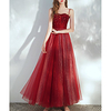 A-Line Minimalist Sparkle Party Wear Prom Dress Spaghetti Strap Sleeveless Floor Length Tulle with Beading Sequin 2020 miniinthebox