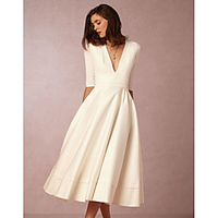 A-Line Minimalist White Holiday Cocktail Party Valentine
