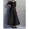 A-Line Mother of the Bride Dress Elegant Jewel Neck Ankle Length Satin Tulle Half Sleeve with Ruching 2020