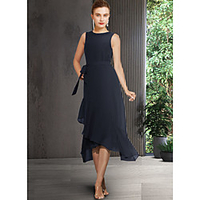A-Line Mother of the Bride Dress Elegant Jewel Neck Asymmetrical Chiffon Sleeveless with Bow(s) Ruffles 2020