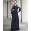 A-Line Mother of the Bride Dress Elegant Jewel Neck Floor Length Chiffon Lace Long Sleeve with Pleats Appliques 2021 miniinthebox