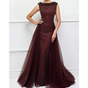 A-Line Mother of the Bride Dress Elegant Jewel Neck Floor Length Lace Sleeveless with Pleats 2020