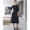 A-Line Mother of the Bride Dress Elegant Jewel Neck Tea Length Chiffon 3/4 Length Sleeve with Sequin Ruffles 2020