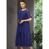A-Line Mother of the Bride Dress Elegant Jewel Neck Tea Length Chiffon Half Sleeve with Cascading Ruffles 2020