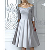 A-Line Mother of the Bride Dress Elegant Off Shoulder Knee Length Taffeta Half Sleeve with Ruching 2020
