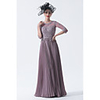 A-Line Mother of the Bride Dress Elegant Plus Size See Through Bateau Neck Sweep / Brush Train Chiffon Lace Half Sleeve with Sash / Ribbon Appliques 2020 Mother of the groom dresses