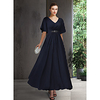 A-Line Mother of the Bride Dress Elegant V Neck Ankle Length Chiffon Half Sleeve with Pleats Crystal Brooch 2020