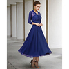 A-Line Mother of the Bride Dress Elegant V Neck Floor Length Chiffon Lace 3/4 Length Sleeve with Pleats 2021 miniinthebox