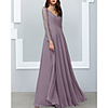 A-Line Mother of the Bride Dress Elegant V Neck Floor Length Chiffon Lace Long Sleeve with Lace Appliques 2020