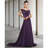A-Line Mother of the Bride Dress Elegant V Neck Sweep / Brush Train Chiffon Lace Sleeveless with Appliques 2021 miniinthebox
