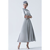 A-Line Mother of the Bride Dress Elegant Vintage Plus Size Bateau Neck Tea Length Satin 3/4 Length Sleeve with Beading 2020 Mother of the groom dresses