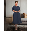 A-Line Mother of the Bride Dress Plus Size Elegant Jewel Neck Tea Length Chiffon Lace Half Sleeve with Pleats Appliques Ruching 2020