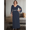 A-Line Mother of the Bride Dress Plus Size Elegant V Neck Ankle Length Chiffon 3/4 Length Sleeve with Sash / Ribbon Ruching 2020