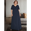 A-Line Mother of the Bride Dress Plus Size Elegant V Neck Ankle Length Chiffon Half Sleeve with Pleats Ruching 2020