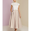A-Line Mother of the Bride Dress Vintage Plus Size High Neck Tea Length Satin Short Sleeve with Pearls 2020 Mother of the groom dresses