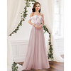 A-Line Off Shoulder Floor Length Chiffon / Lace Bridesmaid Dress with Pleats / Appliques miniinthebox