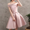 A-Line Off Shoulder Knee Length Spandex Bridesmaid Dress with Bow(s) miniinthebox