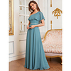 A-Line One Shoulder Floor Length Chiffon Bridesmaid Dress with Ruffles miniinthebox