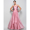A-Line Princess Straps Floor Length Chiffon Prom Formal Evening Military Ball Dress with Beading Sequin Draping Sash / Ribbon Ruched Side