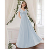 A-Line Scoop Neck Floor Length Chiffon Bridesmaid Dress with Pleats / Appliques miniinthebox