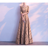 A-Line Sheath / Column Mother of the Bride Dress Elegant Vintage Jewel Neck Floor Length Lace 3/4 Length Sleeve with Sash / Ribbon Pleats 2020