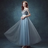 A-Line Sparkle Elegant Engagement Formal Evening Dress Jewel Neck Short Sleeve Ankle Length Lace with Sequin 2021 miniinthebox
