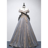 A-Line Sparkle Floral Engagement Formal Evening Dress Off Shoulder Sleeveless Floor Length Tulle with Pleats Sequin 2020