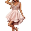 A-Line Sparkle Homecoming Cocktail Party Dress V Neck Sleeveless Short / Mini Satin with Sequin Tier 2021 miniinthebox