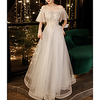 A-Line Square Neck Floor Length Tulle Bridesmaid Dress with Sequin / Bandage