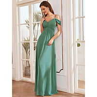 A-Line Straps Floor Length Chiffon Bridesmaid Dress with Ruching miniinthebox