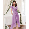 A-Line V Neck Asymmetrical Chiffon Bridesmaid Dress with Pleats / Ruffles miniinthebox