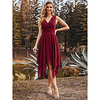 A-Line V Neck Asymmetrical Chiffon Bridesmaid Dress with Ruching miniinthebox