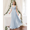 A-Line V Neck Floor Length Chiffon / Lace Bridesmaid Dress with Pleats miniinthebox